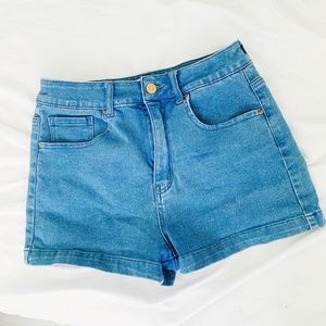 Forever 21 High Waisted Blue Denim Shorts